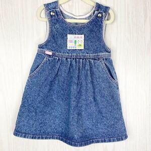 Vintage Lee Kid's Multicolor Acid Wash Cotton Denim Pinafore Jumper Dress Size 4
